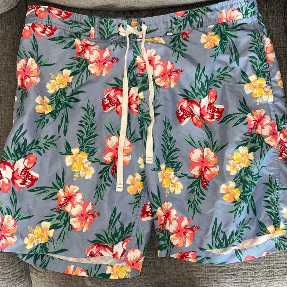 Merona Grey Floral Swim Shorts